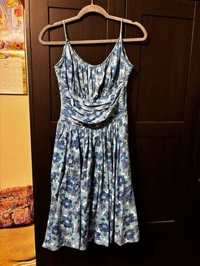 Vintage Joan Miller Juniors Blue Floral Midi Dress (details see photos) as is